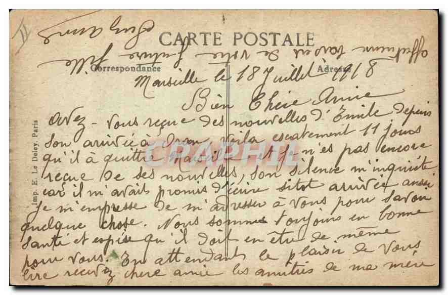 CPA Marseille Un Coin du Vieux Port  — Verso