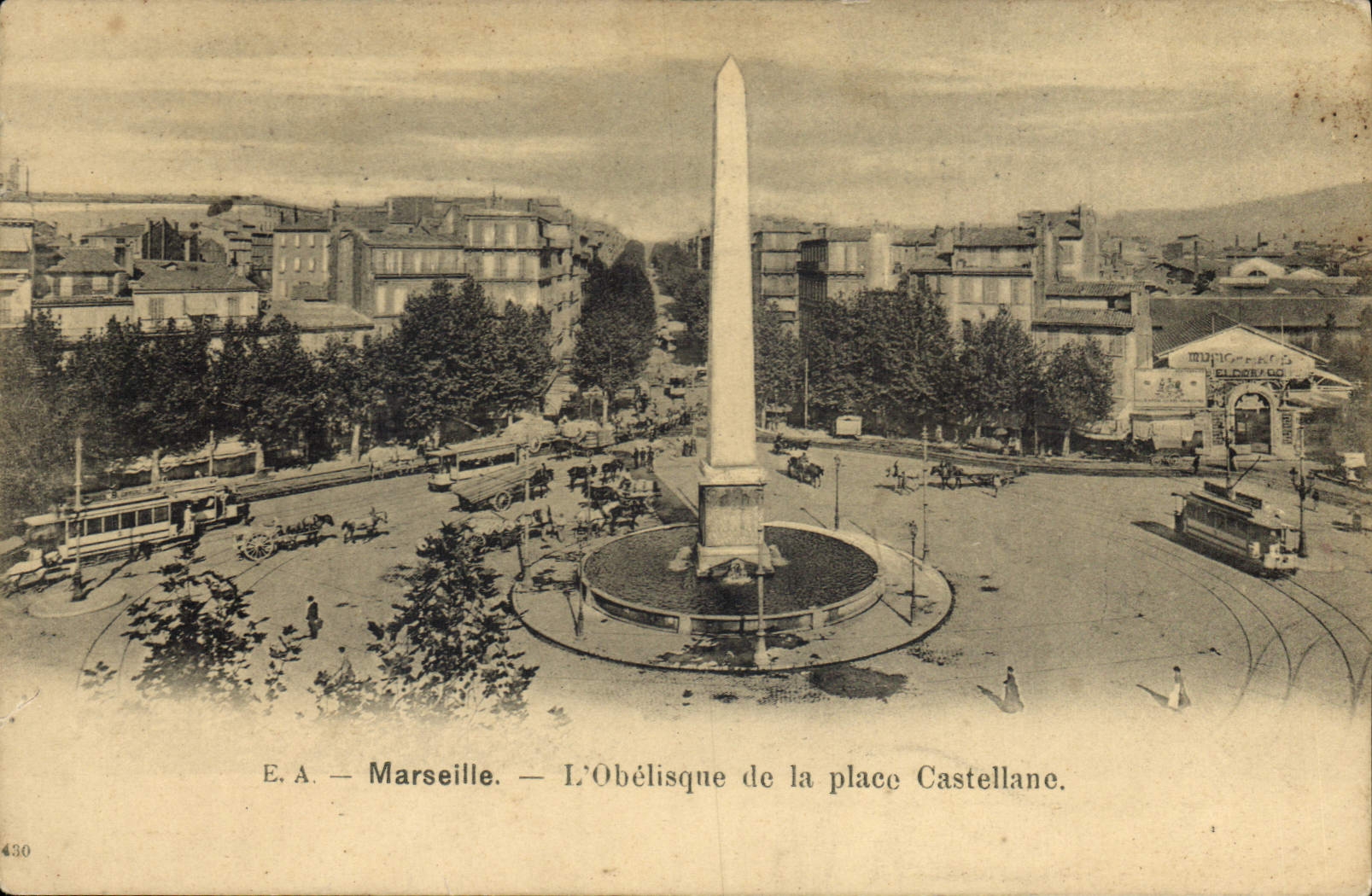 CPA Marseille L'Obelisque de la place Castellane 