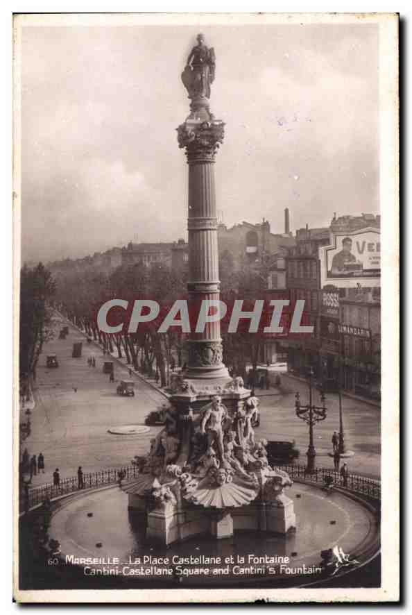 CPA Marseille La Place Castellane et la Fontaine 