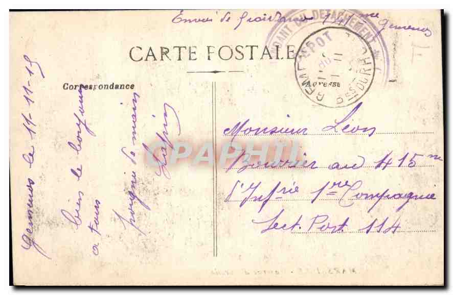 CPA Marseille Caserne d'Aurelle  — Rückseite
