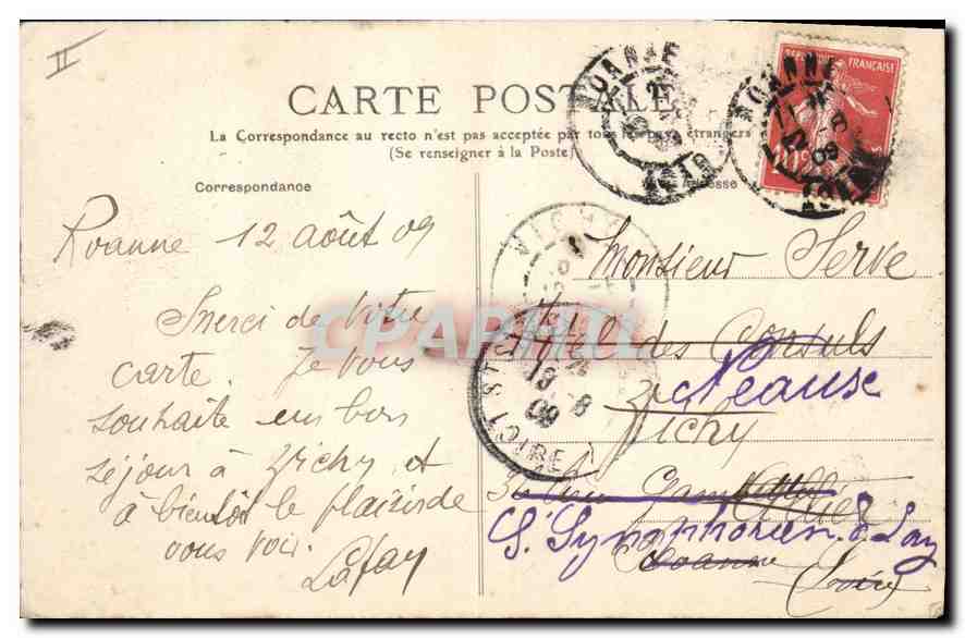 CPA Vichy Etablissement Thermal Lardy  — Verso