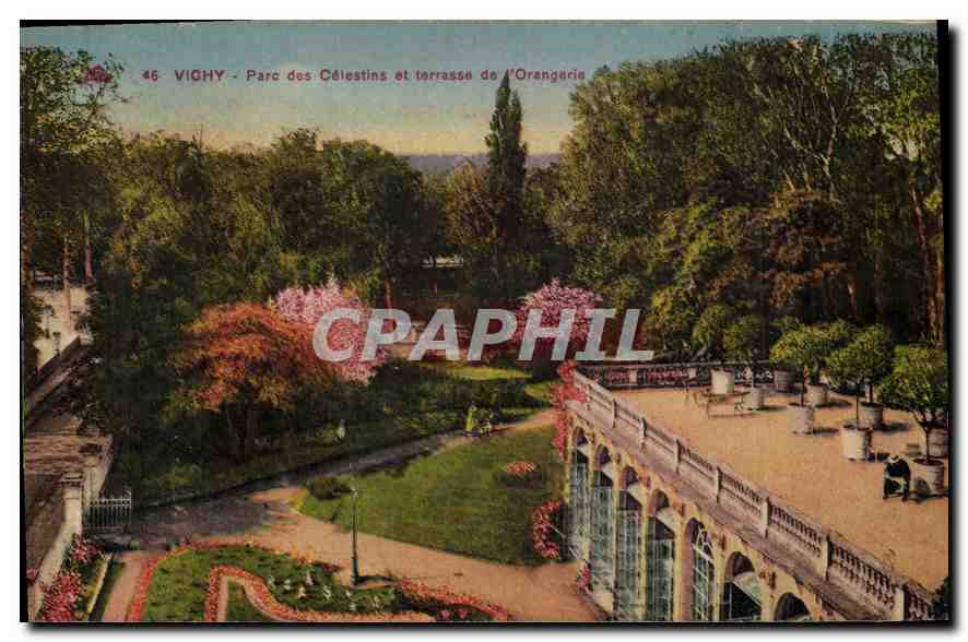 CPA Vichy Parc des Celestins et terrasse de Orangerie 