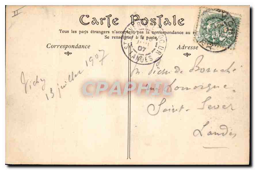 CPA Vichy Le Palais des Sources  — Rückseite