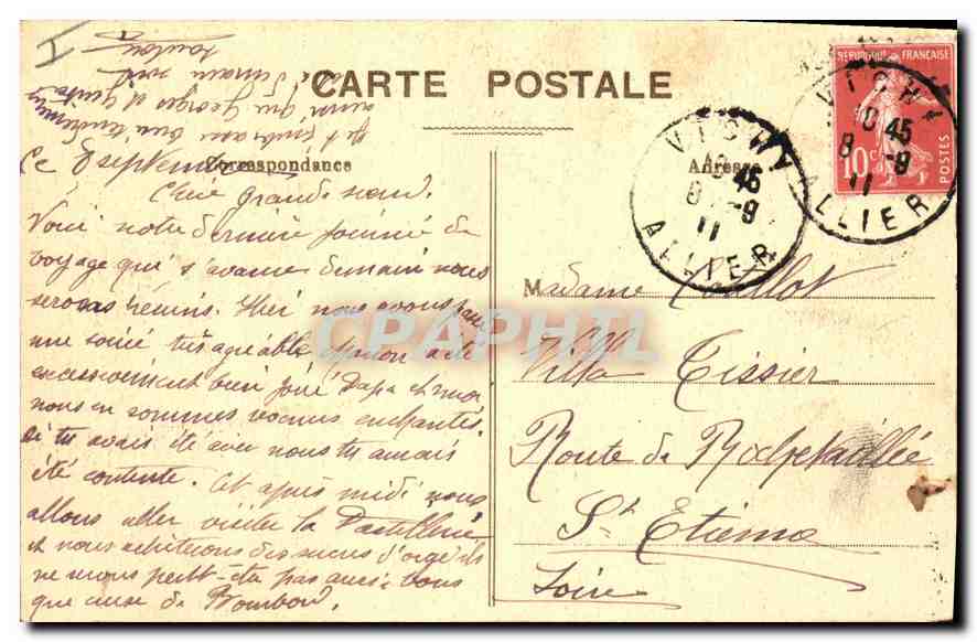 CPA Vichy Halle et Source des Celestins  — Rückseite