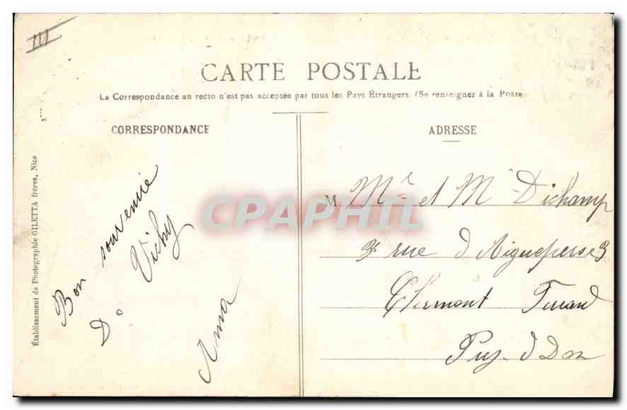 CPA Vichy Source des Celestins  — Verso