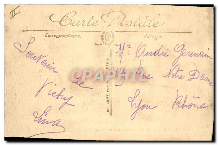 CPA Vichy Entree du Parc des Celestins  — Back