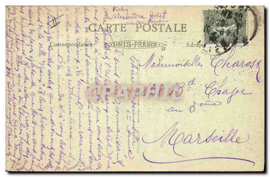 CPA Vichy Allier Palais des Sources  — Verso