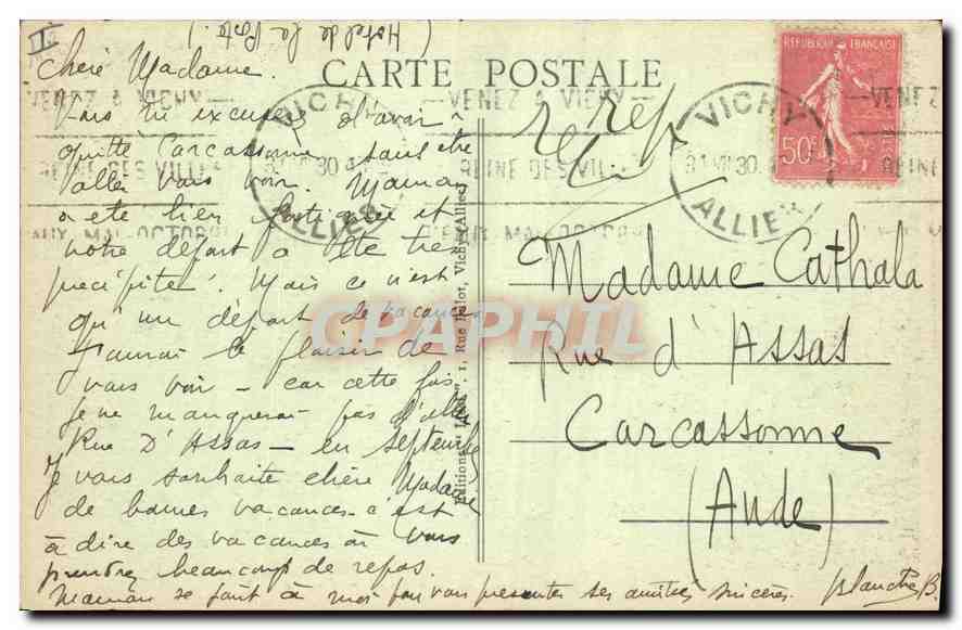 CPA Vichy Les Quais de l'Allier et l'Embarcadere du Golf  — Verso