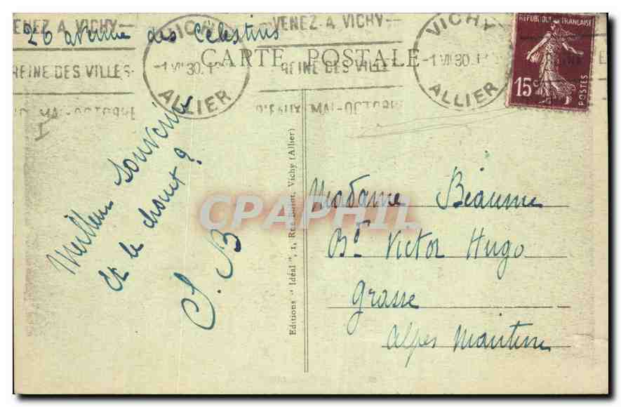CPA Vichy Chalet de l'Empereur  — Rückseite