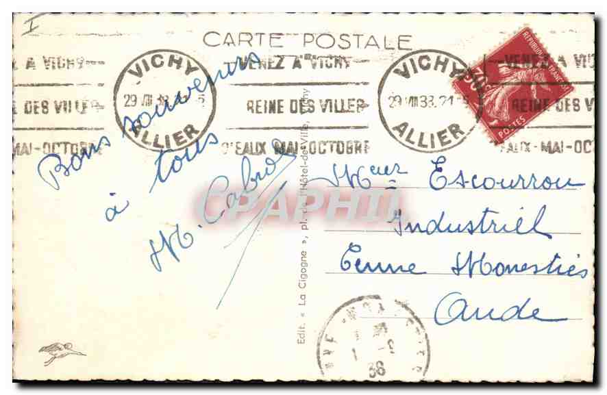 CPA Vichy Le Parc du Casino  — Rückseite