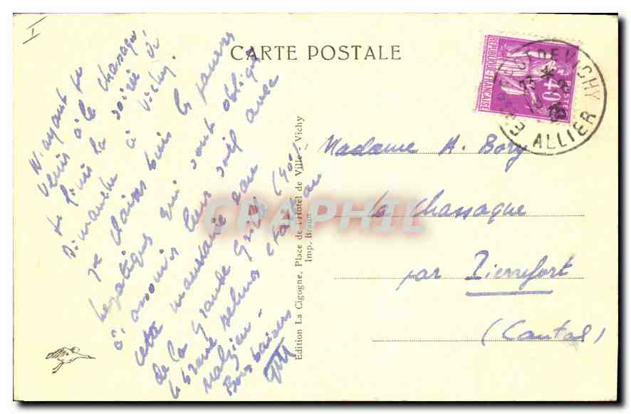 CPA Vichy Chalet de l'Empereur  — Rückseite