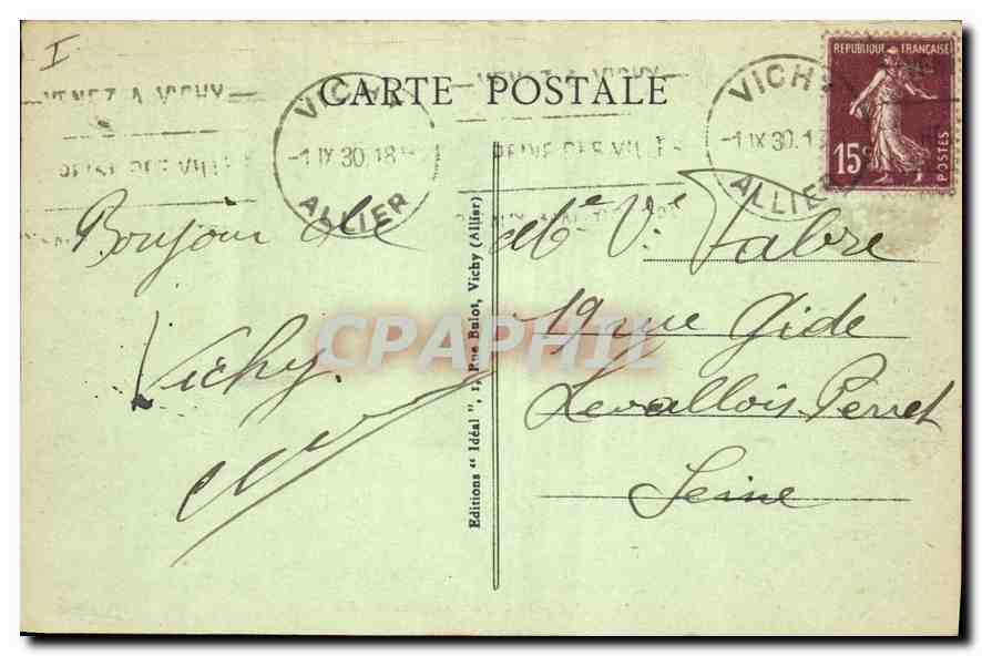 CPA Vichy Une entree du Casino  — Verso