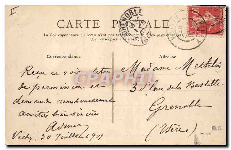 CPA Vichy Source de l'Hopital  — Rückseite