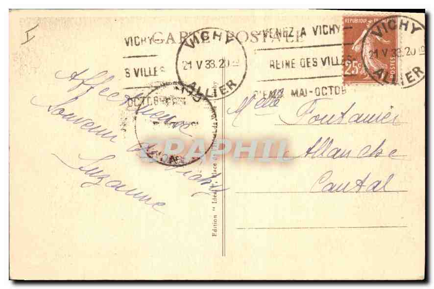 CPA Vichy Le Parc  — Rückseite