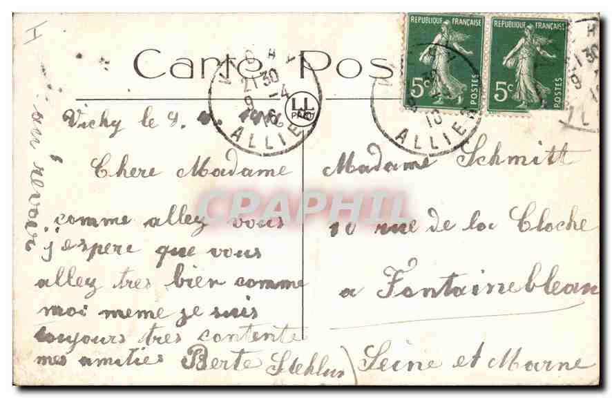 CPA Vichy La Source de l'Hopital  — Rückseite