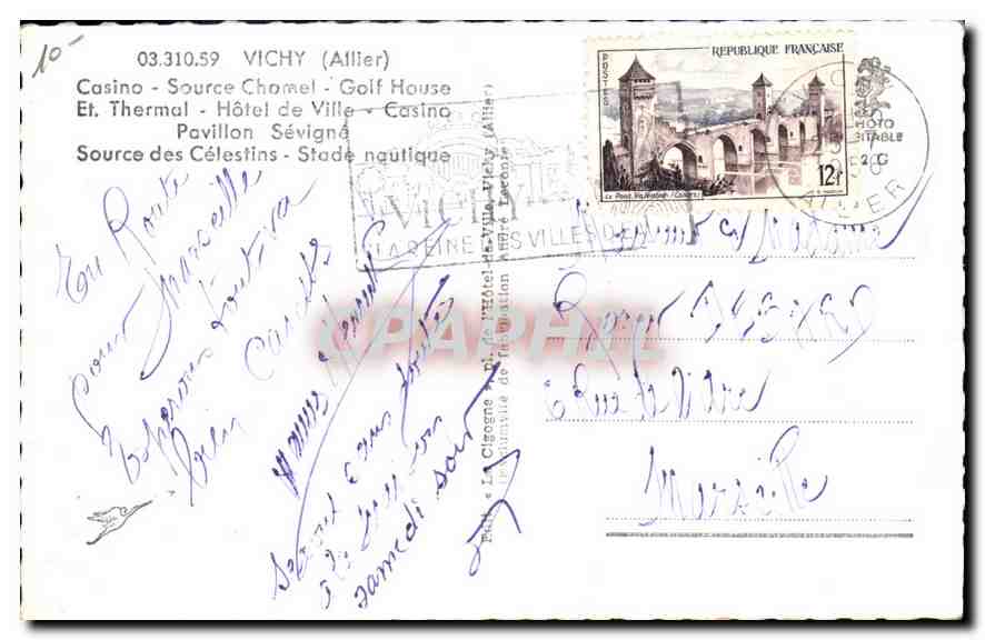 CPA Vichy Casino Source Chomel Golf House  — Verso