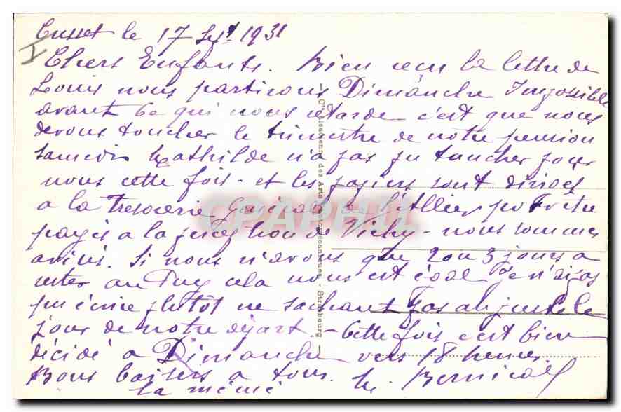 CPA Vichy L'Allee Principale  — Rückseite
