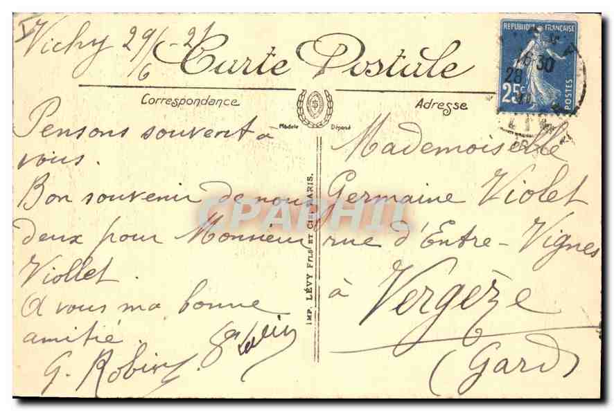 Vichy — Promenade sur les Bords de l'Allier — A la Civette LL — Rückseite