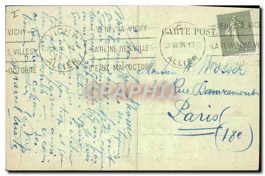 Vichy — L'Église Saint-Louis — Éditeur anonyme, n° 105 — Rückseite