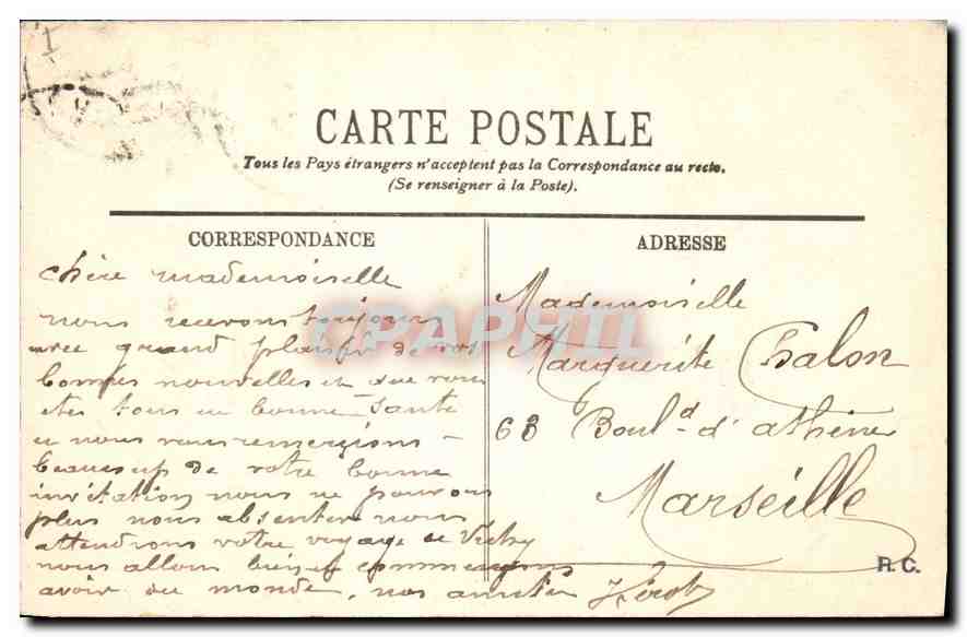 CPA Vichy Les Terrasses du Casino  — Rückseite
