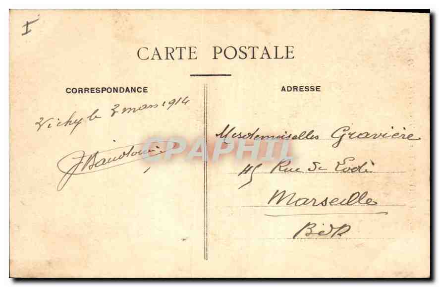CPA Vichy La Tour de l'Horloge  — Verso