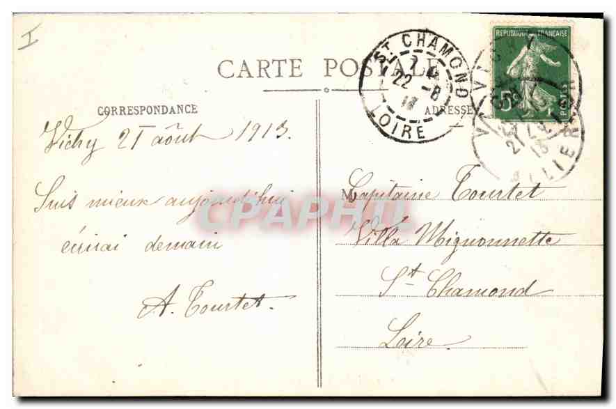 CPA Vichy Un Coin du Parc  — Rückseite