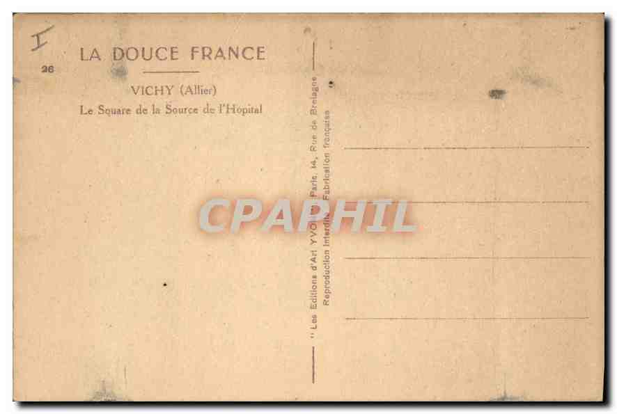CPA Vichy Allier Le Square de la Source de l'Hopital  — Verso