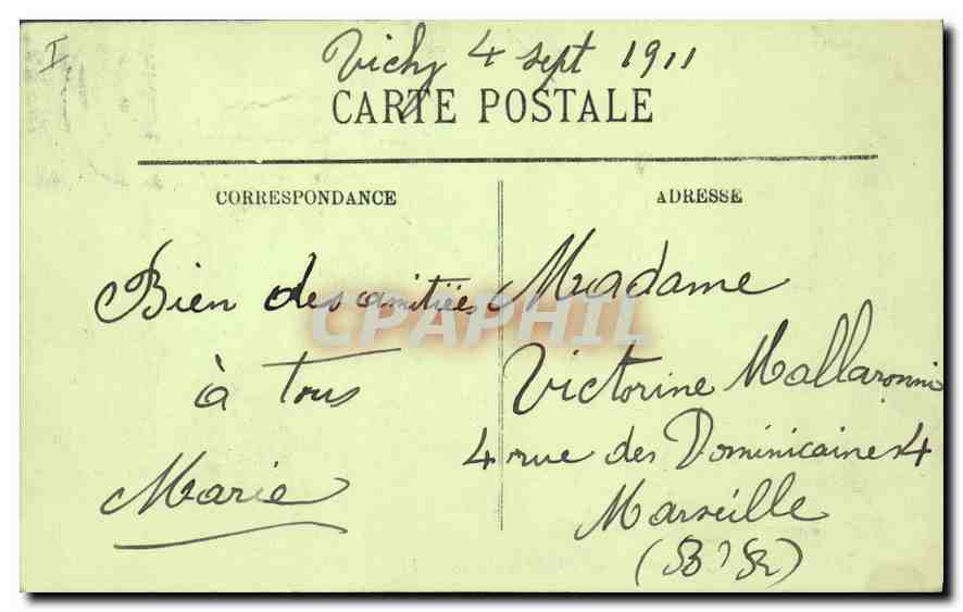 CPA Vichy Vue prise de la Terrasse du Casino  — Verso