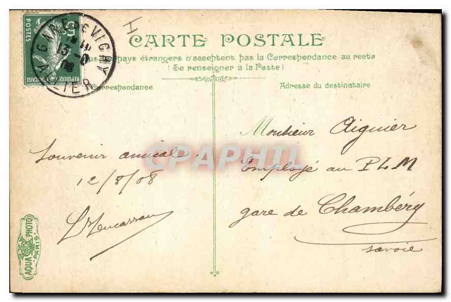 CPA Gare de Vichy  — Rückseite