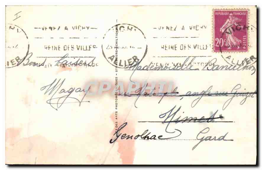 CPA Vichy Le Casino vu du Parc  — Rückseite