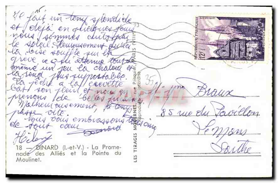 Dinard (Il-et-V.) — La Promenade des Alliés et la Pointe du Moulinet — Les Tirages Modernes, n°35 — Reverso