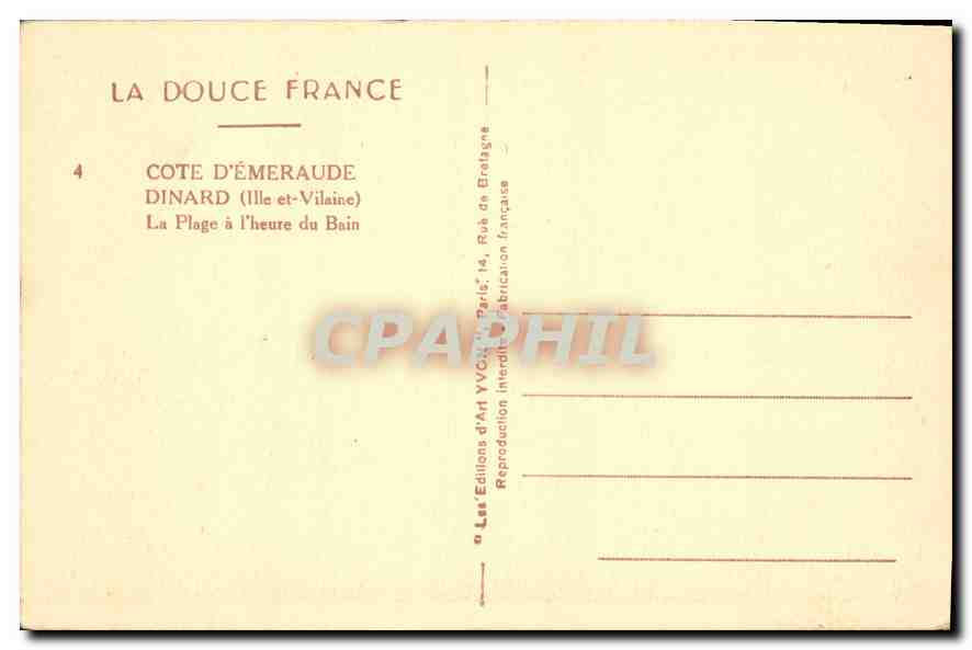 CPA Cote d'Emeraude Dinard I et V La Plage a l'Heure du Bain  — Rückseite