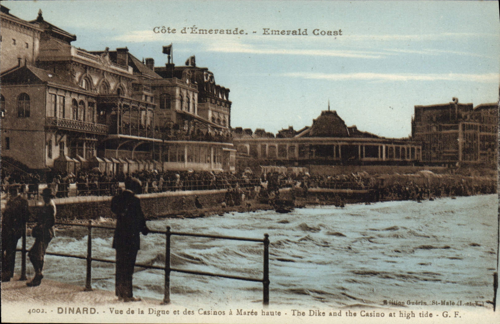Dinard - Vue de la Digue et des Casinos à Marée haute - Éditeur Militon Guérin, St-Malo (I. et V.)