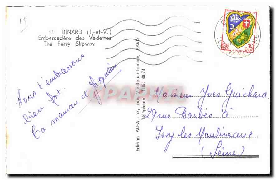 CPA Dinard I et V Embarcadere des Vedettes  — Rückseite