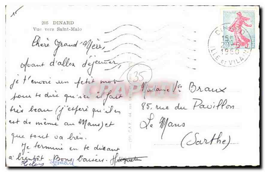 Vue vers Saint-Malo — Dinard — éditeur Cap, n° 205 — Back