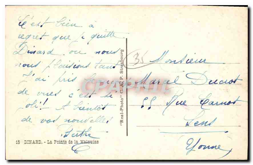 CPA Dinard La Pointe de la Malouine  — Rückseite