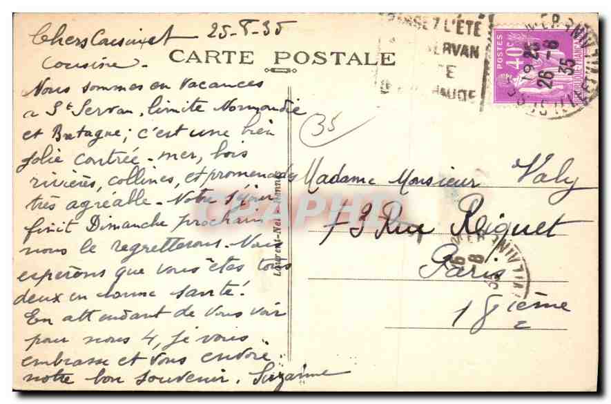 CPA Cote d'Emeraude Dinard La Malouine  — Rückseite