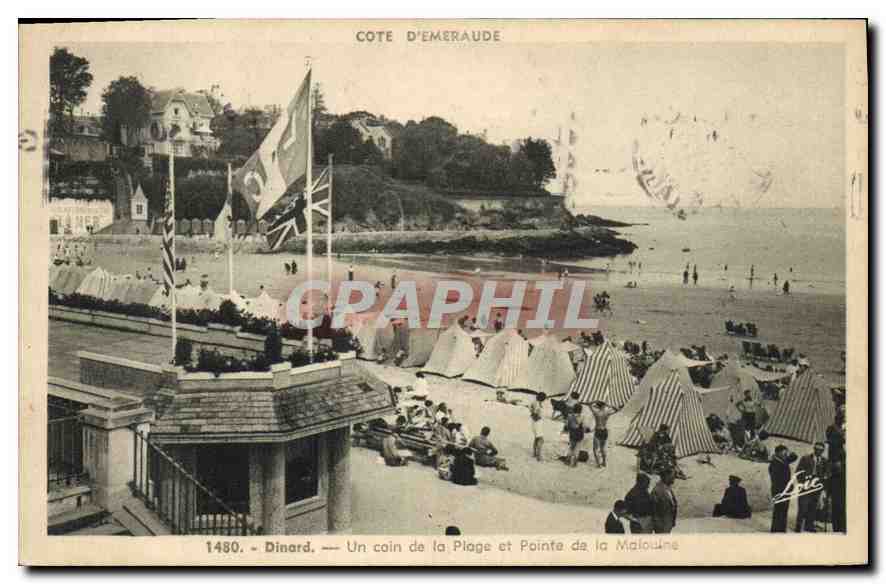 CPA Cote d'Emeraude Dinard Un coin de la Plage et Pointe de la Malouine 