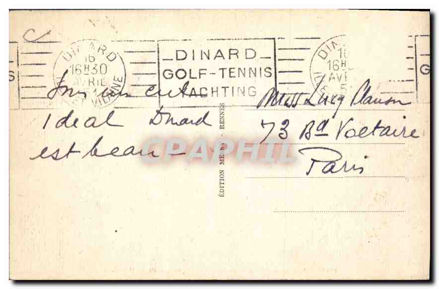 CPA Cote d'Emeraude Dinard Un coin de la Plage et Pointe de la Malouine  — Rückseite