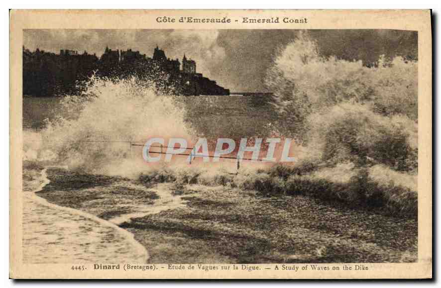 Dinard (Bretagne) — Étude de Vagues sur la Digue — A Study of Waves on the Dike — Édition Maurice Guérin - Saint-Malo (Bretagne)