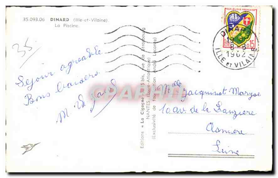 CPA Dinard I et V La Piscine  — Rückseite