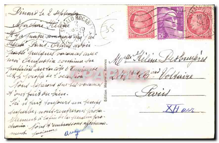 Dinard — Le Port et la Promenade Clair-de-Lune — Edition Mésny, n°1467 — Rückseite