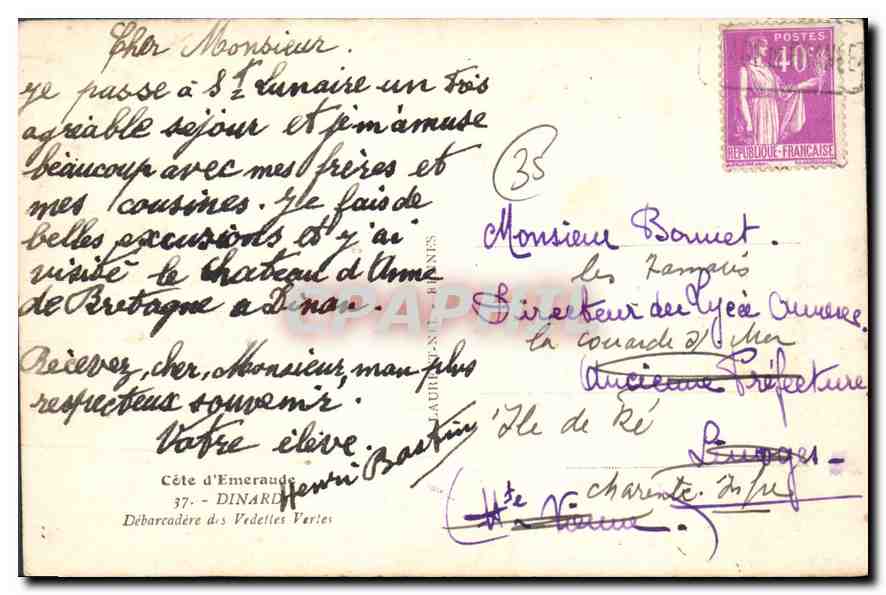 Côte d'Emeraude — Dinard — éditeur Loïc — Rückseite