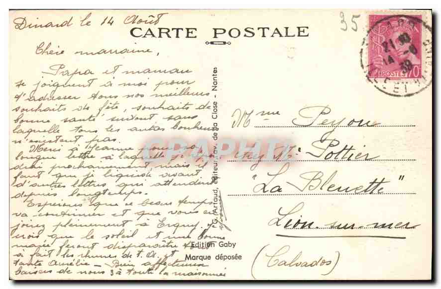 CPA Dinard I et V La Digue et la Pointe du Moulinet  — Rückseite