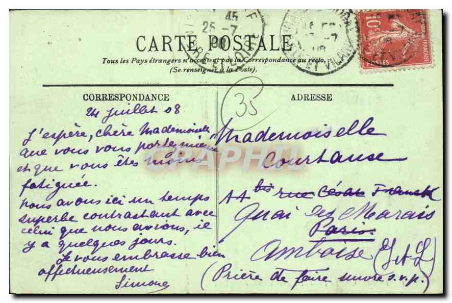 CPA Dinard La Plage et l'Ancien Casino  — Rückseite