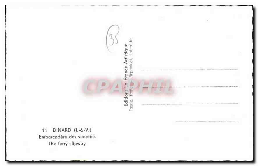 CPA Dinard I et V Embarcadere des Vedettes  — Rückseite