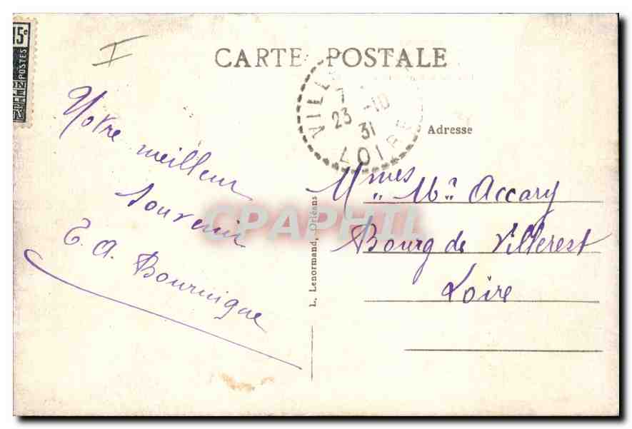 CPA Orleans Square Albert I Hotel du Berry  — Back