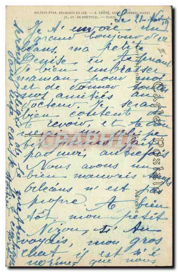 CPA Orleans Place Albert I et le Mail Automobile — Verso