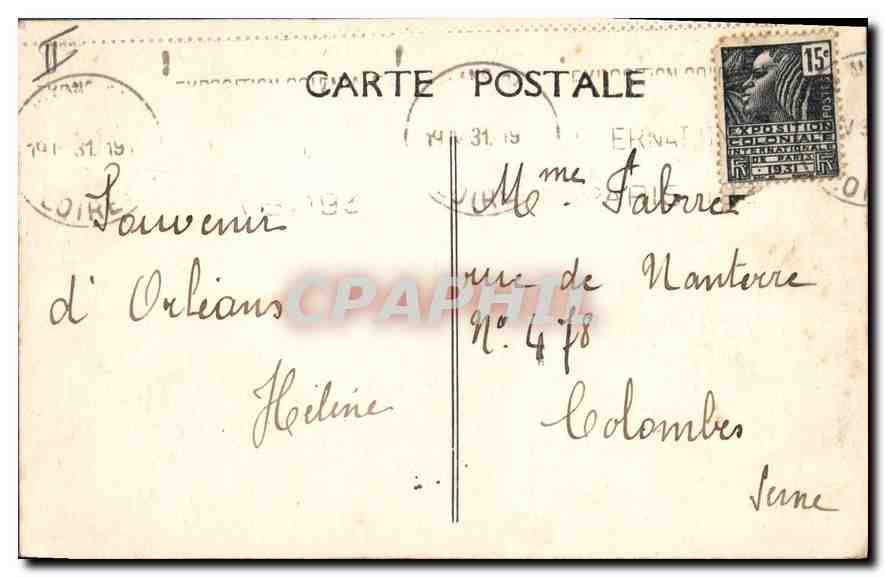 CPA Orleans La Place Albert I et la Gare  — Verso