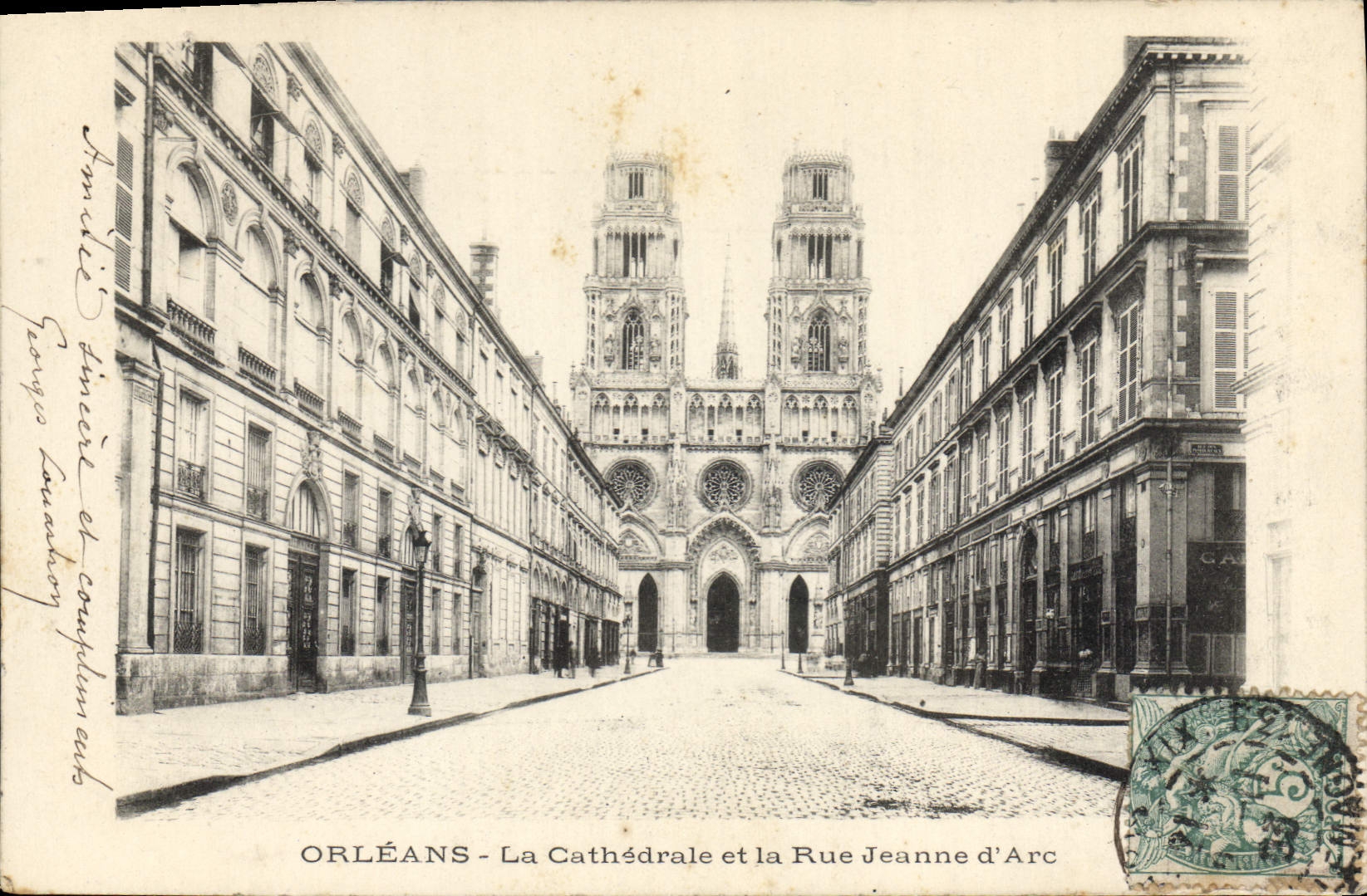 CPA Orleans La Cathedrale et la Rue Jeanne d'Arc 